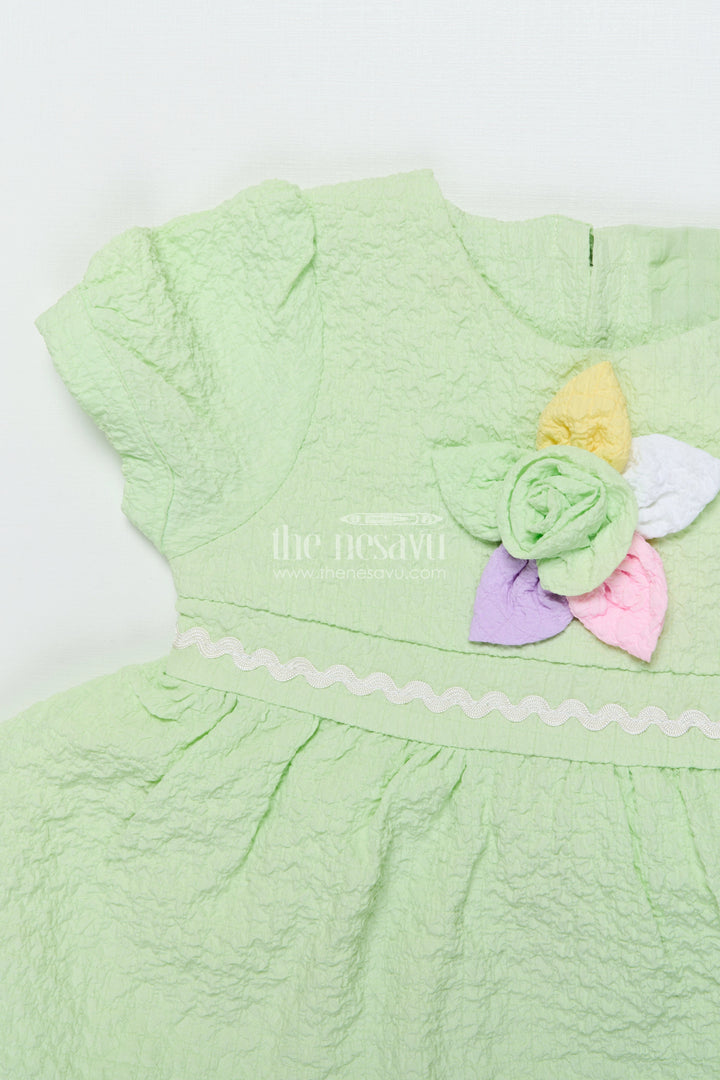 The Nesavu Baby Cotton Frocks Baby Frock for Girl’S Day Outs and Playdates Nesavu Nesavu baby girl cotton frock floral embellishment playdates casual outings