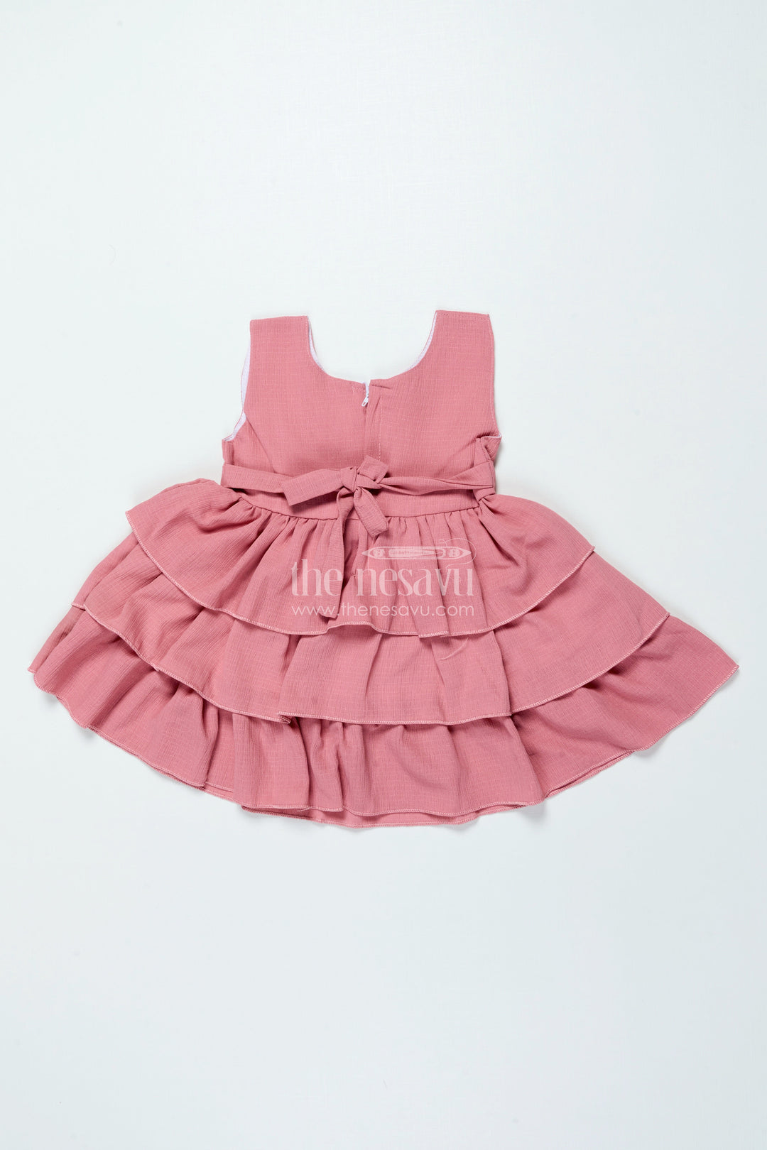 The Nesavu Baby Frocks Baby Georgette Frock for Birthdays and Casual Indoor Functions Nesavu Nesavu baby girl georgette frock pleated layers birthdays festive family gatherings