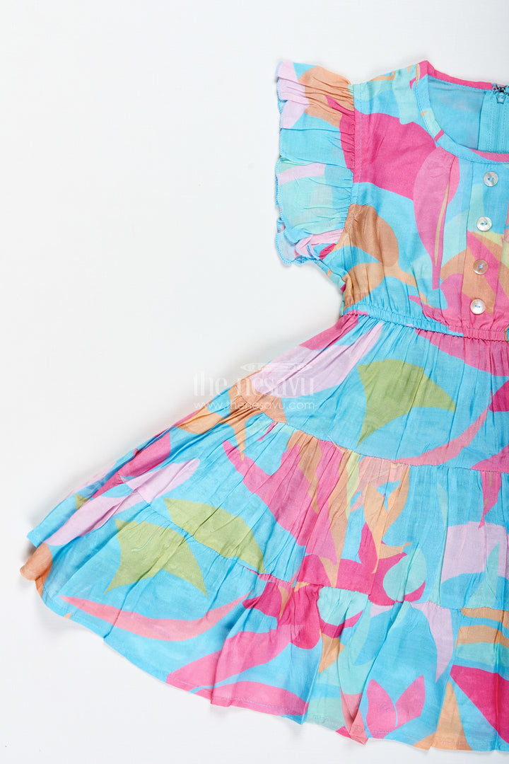 The Nesavu Girls Cotton Frock Baby Girl Casual Frock with Traditional Flair in Colorful Cotton and Layered Pleats for Comfortable Style Nesavu Nesavu Cotton Casual Frock Baby Girls Traditional Inspired Design Layered Pleats