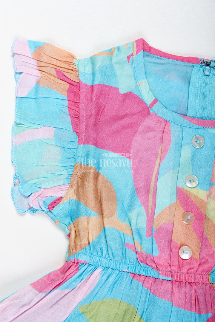 The Nesavu Girls Cotton Frock Baby Girl Casual Frock with Traditional Flair in Colorful Cotton and Layered Pleats for Comfortable Style Nesavu Nesavu Cotton Casual Frock Baby Girls Traditional Inspired Design Layered Pleats