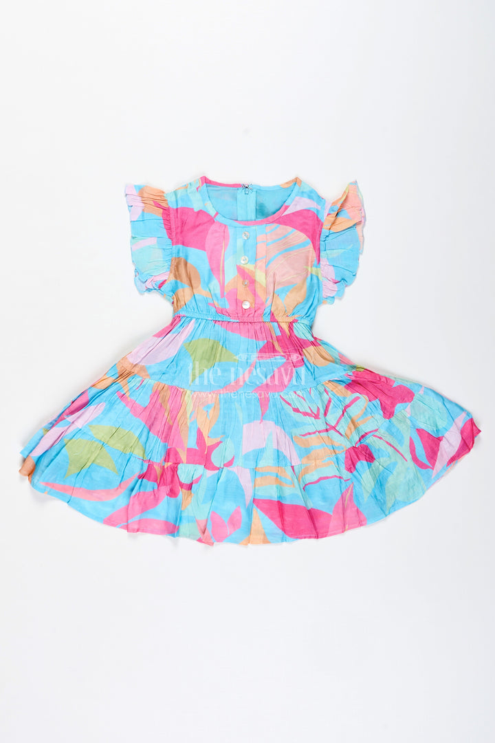 The Nesavu Girls Cotton Frock Baby Girl Casual Frock with Traditional Flair in Colorful Cotton and Layered Pleats for Comfortable Style Nesavu Nesavu Cotton Casual Frock Baby Girls Traditional Inspired Design Layered Pleats