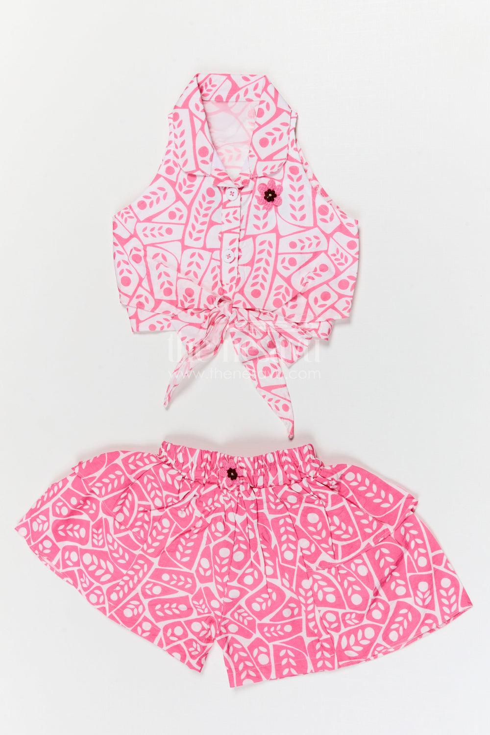 The Nesavu Baby Casual Sets Baby Girl Casual Outfit for Playtime and Summer Outings Nesavu Nesavu baby girl casual outfit for playtime with georgette fabric digital print and tie up top summer wear