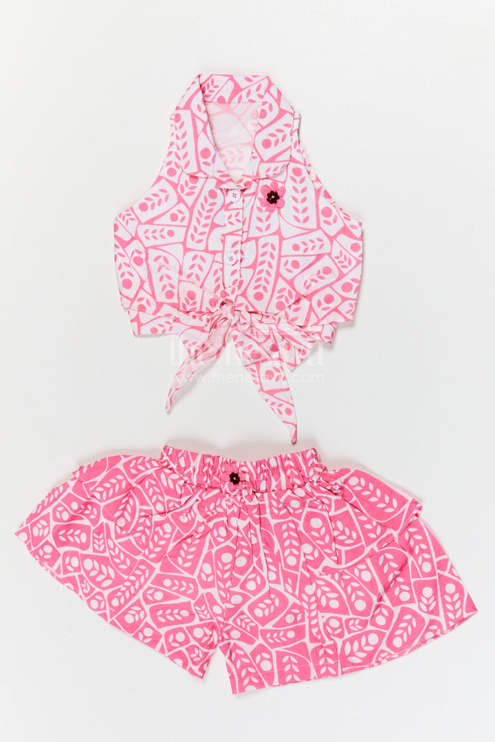 The Nesavu Baby Casual Sets Baby Girl Casual Outfit for Playtime and Summer Outings Nesavu Nesavu baby girl casual outfit for playtime with georgette fabric digital print and tie up top summer wear