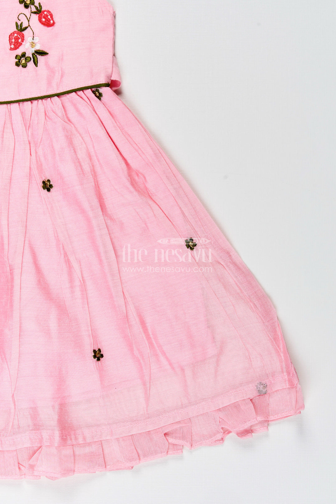 The Nesavu Girls Chanderi Frock Baby Girl Chanderi Frock for Birthday and Ethnic Celebrations Nesavu Nesavu baby girl chanderi frock birthday festive occasions bunny embroidery