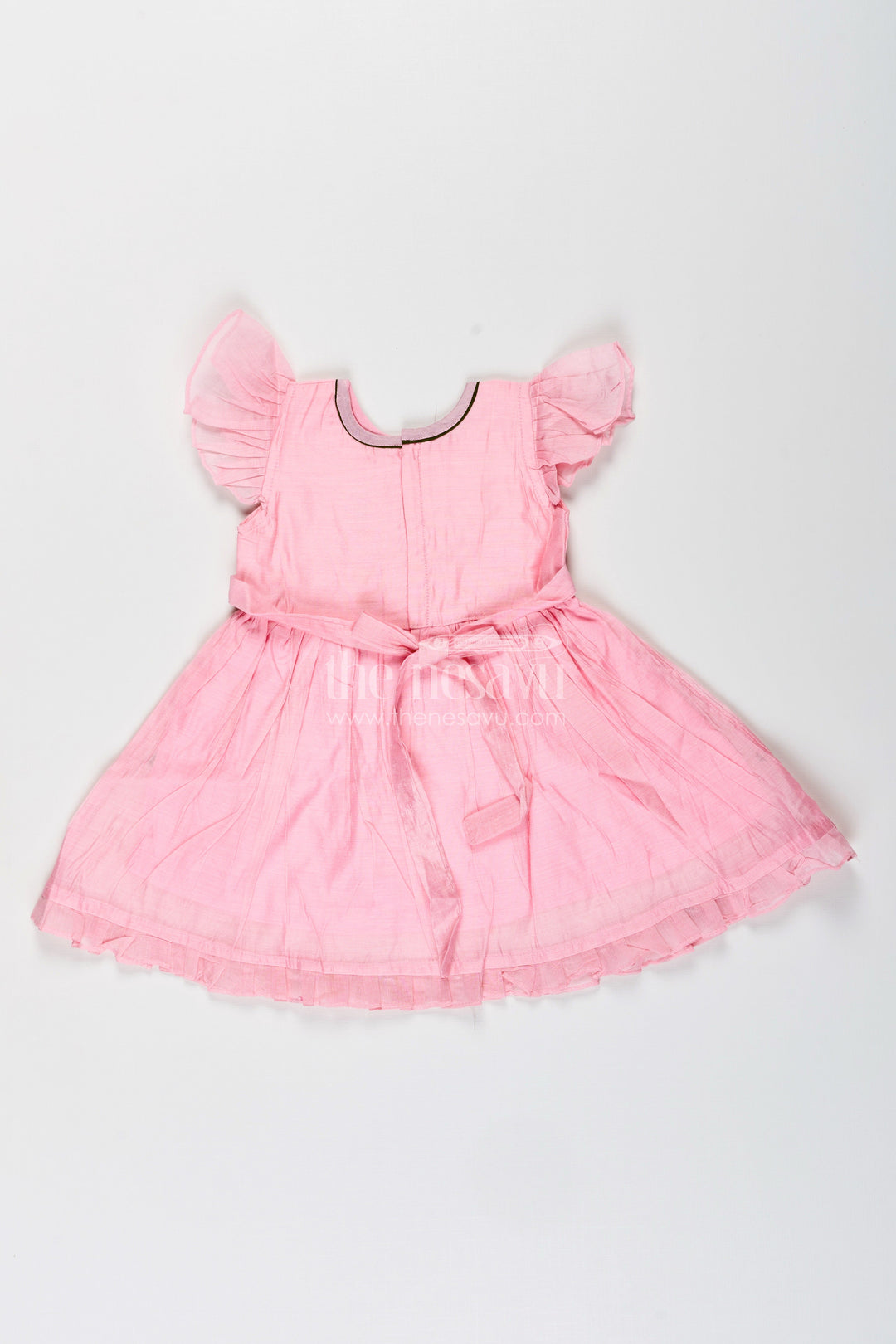 The Nesavu Girls Chanderi Frock Baby Girl Chanderi Frock for Birthday and Ethnic Celebrations Nesavu Nesavu baby girl chanderi frock birthday festive occasions bunny embroidery