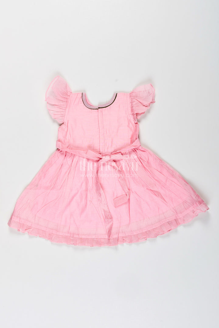 The Nesavu Girls Chanderi Frock Baby Girl Chanderi Frock for Birthday and Ethnic Celebrations Nesavu Nesavu baby girl chanderi frock birthday festive occasions bunny embroidery