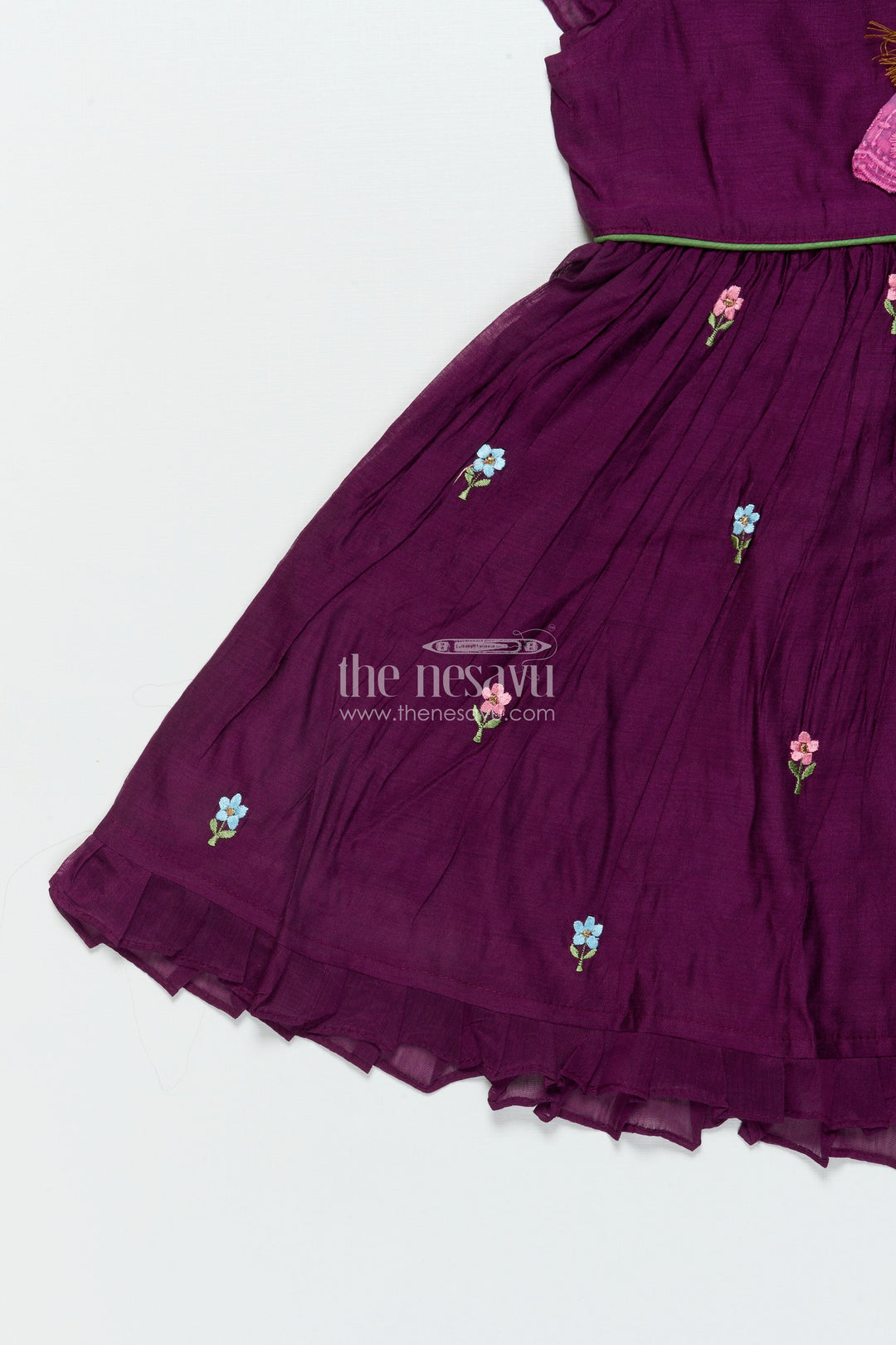 The Nesavu Girls Chanderi Frock Baby Girl Chanderi Frock for Birthday and Family Celebrations Nesavu Nesavu baby girl chanderi frock thread embroidery birthdays traditional celebrations