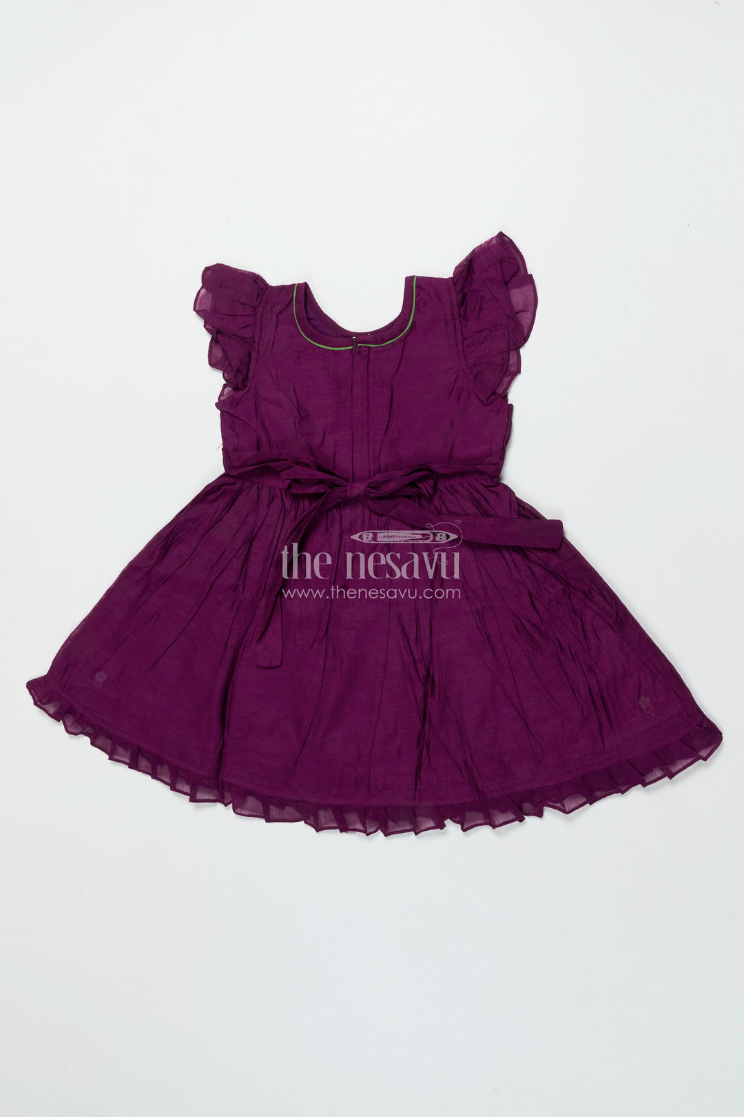 The Nesavu Girls Chanderi Frock Baby Girl Chanderi Frock for Birthday and Family Celebrations Nesavu Nesavu baby girl chanderi frock thread embroidery birthdays traditional celebrations