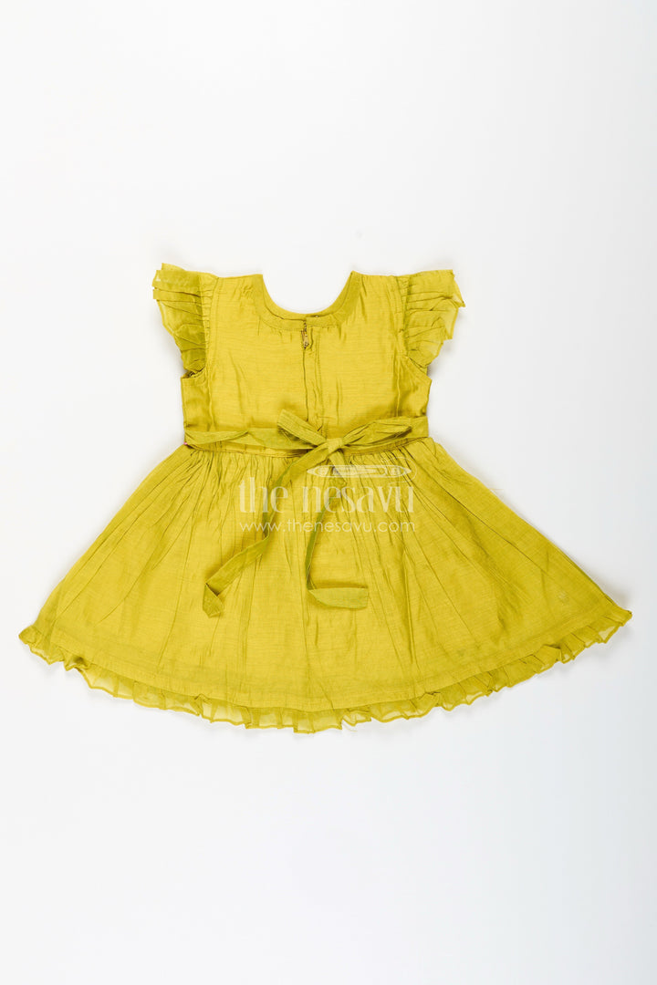 The Nesavu Girls Chanderi Frock Baby Girl Chanderi Frock with Floral Embroidery for Festivals and Outings Nesavu Nesavu baby girl chanderi frock lotus butterfly embroidery festive moments