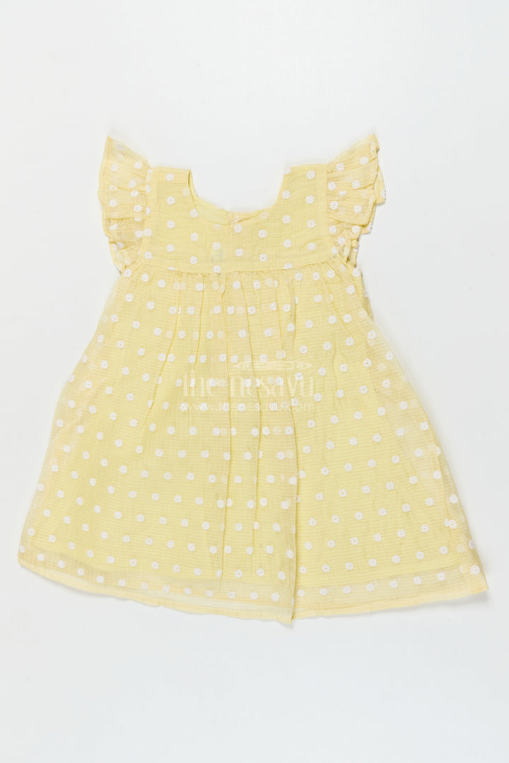 The Nesavu Girls Cotton Frock Baby Girl Chikankari Frock for Summer Picnics and Casual Events Nesavu 18 (2Y) / Yellow / style 2 GFC2083CB-18 Nesavu baby girl chikankari cotton frock for summer outings and casual celebrations