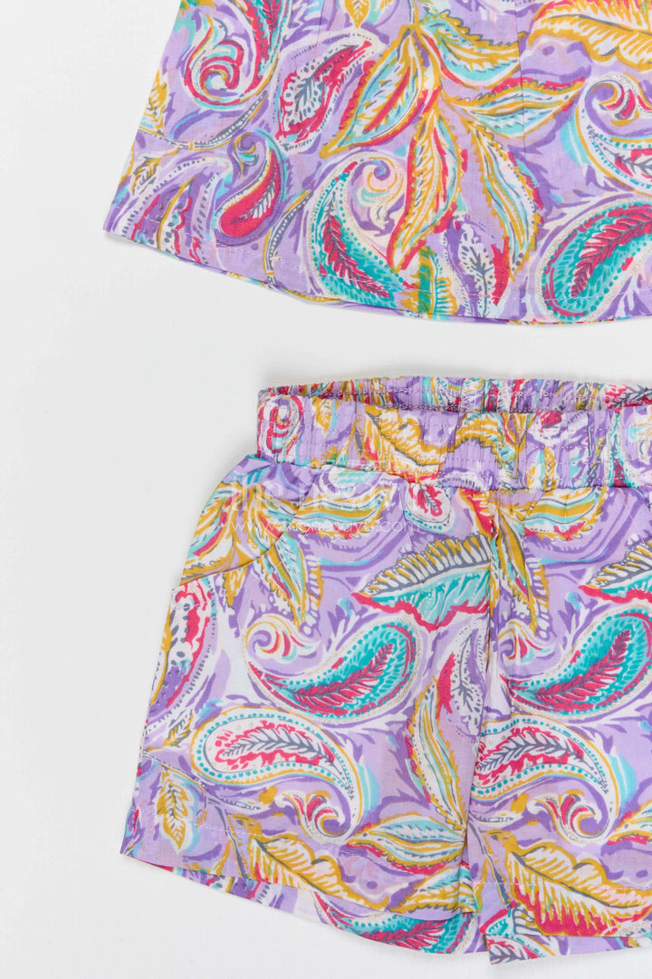 The Nesavu Girls Co-Ord Sets Baby Girl Co Ord Set for Summer Outings and Casual Play Nesavu Nesavu baby girl cotton co ord set for toddler summer outings and playtime with paisley digital print