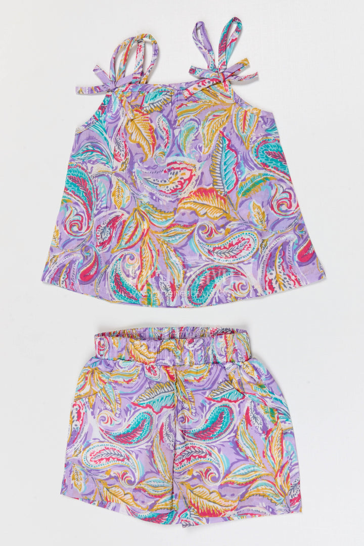 The Nesavu Girls Co-Ord Sets Baby Girl Co Ord Set for Summer Outings and Casual Play Nesavu Nesavu baby girl cotton co ord set for toddler summer outings and playtime with paisley digital print