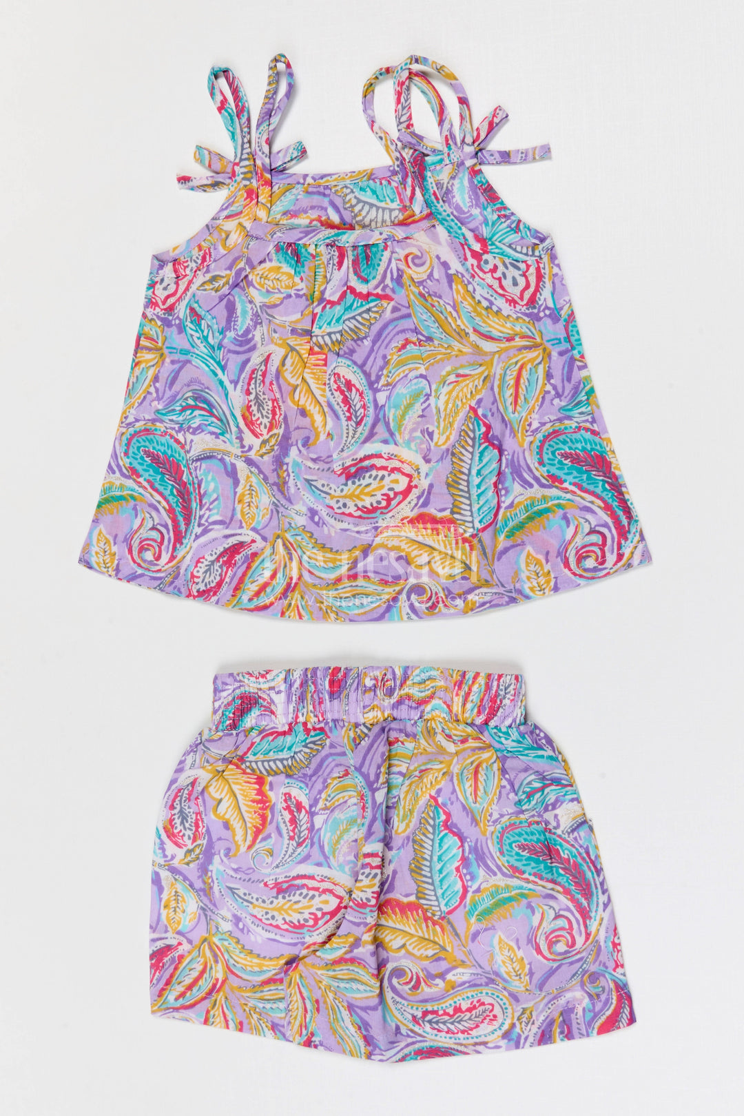 The Nesavu Girls Co-Ord Sets Baby Girl Co Ord Set for Summer Outings and Casual Play Nesavu Nesavu baby girl cotton co ord set for toddler summer outings and playtime with paisley digital print
