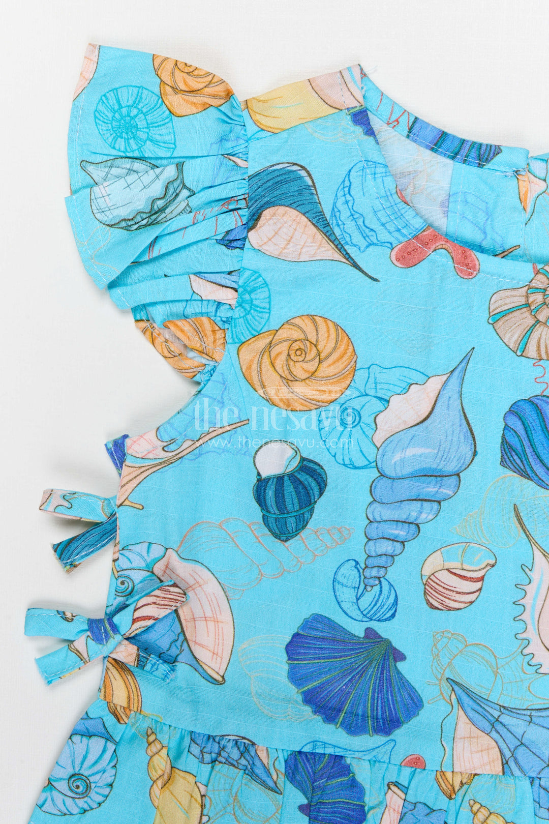 The Nesavu Girls Co-Ord Sets Baby Girl Co Ord Set for Summer Outings and Playtime for Toddler Nesavu Nesavu baby girl cotton co ord set for toddler summer outings and playtime with seashell digital print