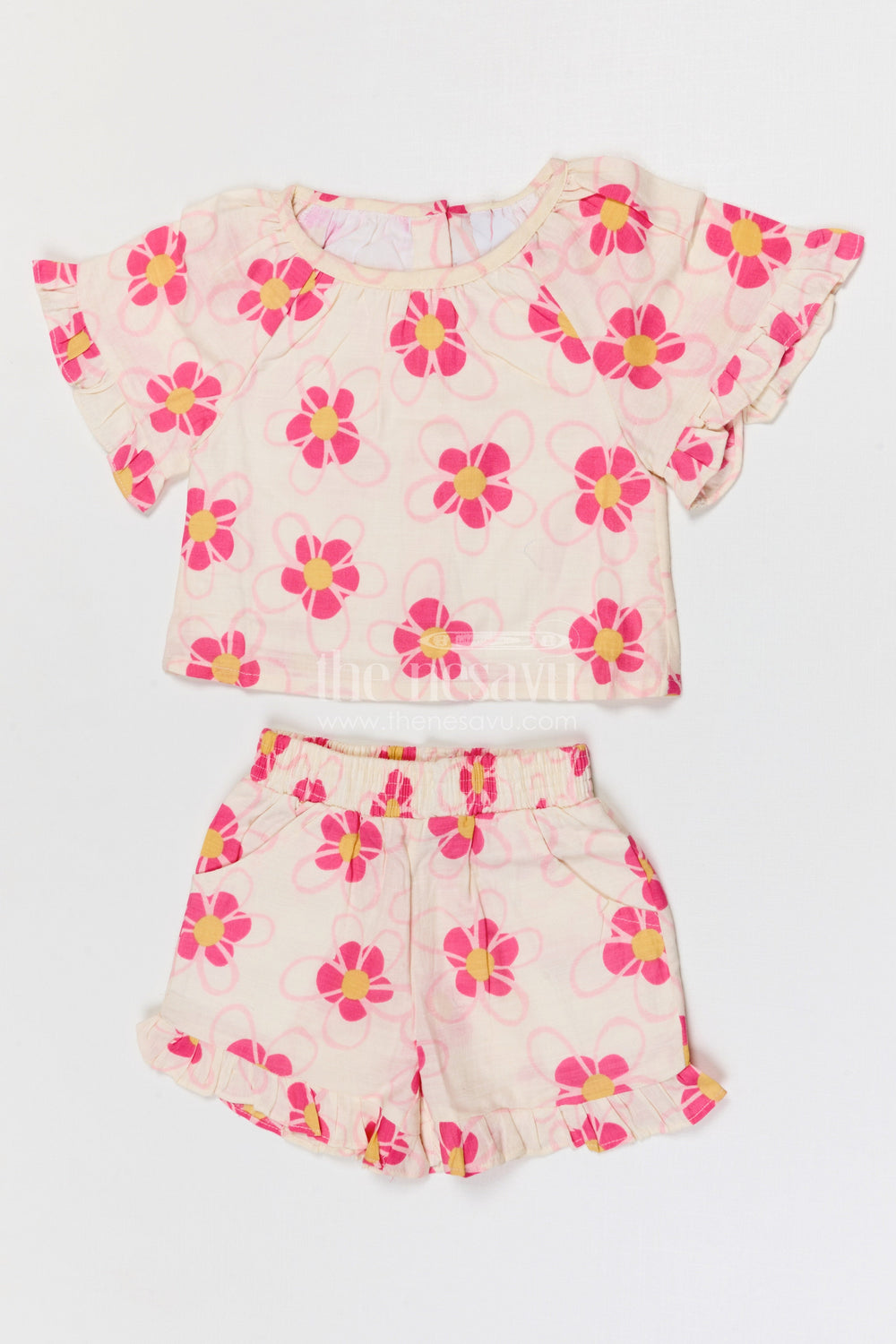 The Nesavu Girls Co-Ord Sets Baby Girl Co Ord Set for Summer Outings and Playtime Nesavu Nesavu baby girl cotton co ord set for toddler summer outings and playtime with digital print design