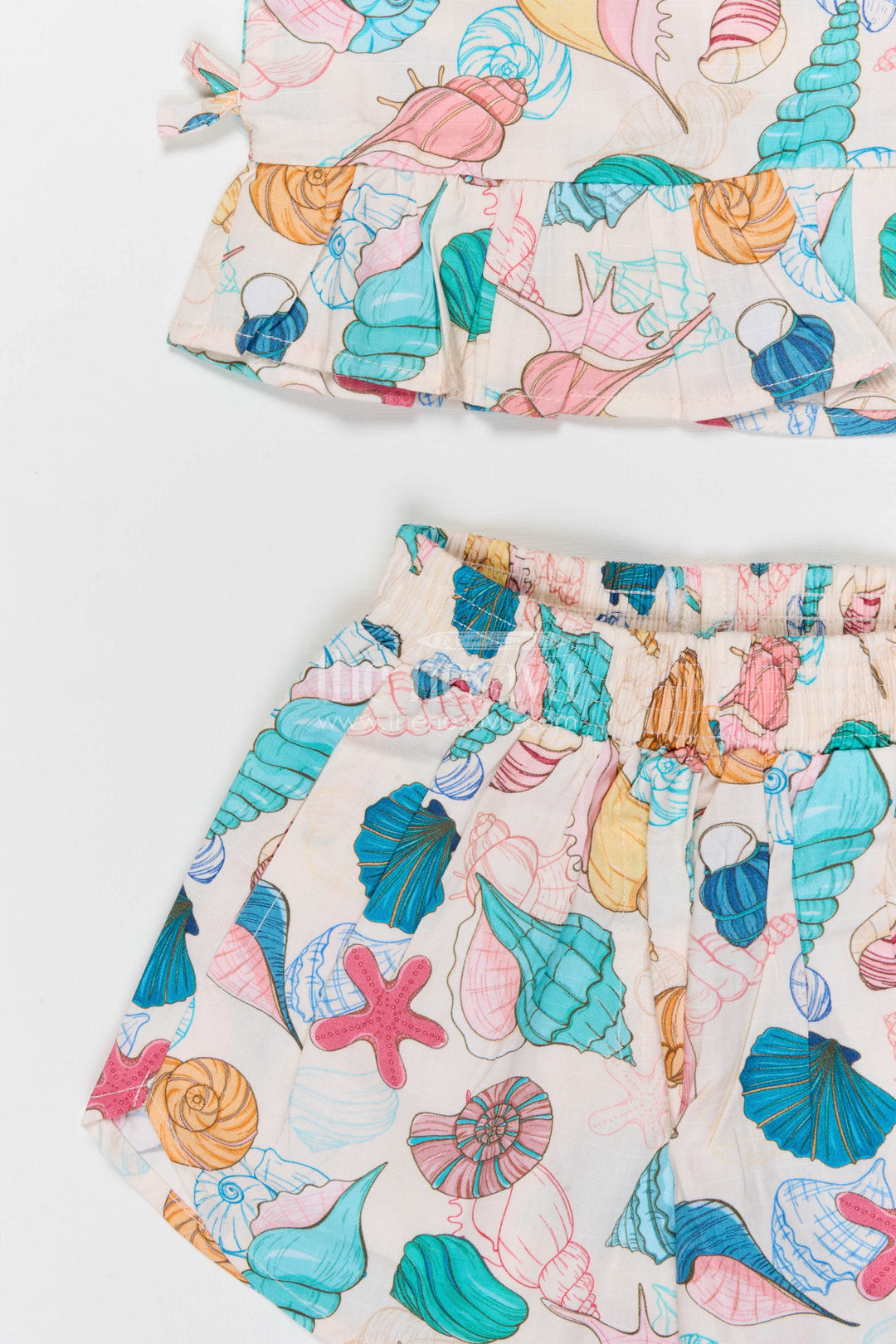 The Nesavu Girls Co-Ord Sets Baby Girl Co Ord Set for Toddler Outings and Summer Play Nesavu Nesavu baby girl cotton co ord set for toddler summer play and outings with ocean inspired digital print