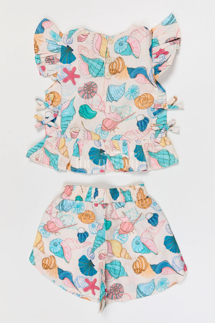 The Nesavu Girls Co-Ord Sets Baby Girl Co Ord Set for Toddler Outings and Summer Play Nesavu Nesavu baby girl cotton co ord set for toddler summer play and outings with ocean inspired digital print