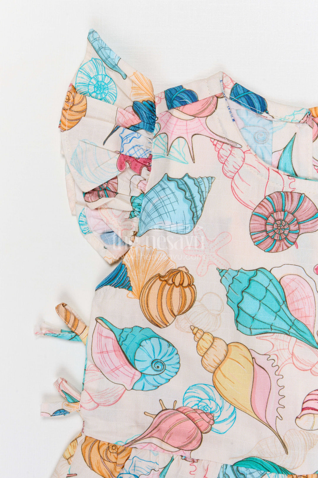 The Nesavu Girls Co-Ord Sets Baby Girl Co Ord Set for Toddler Outings and Summer Play Nesavu Nesavu baby girl cotton co ord set for toddler summer play and outings with ocean inspired digital print