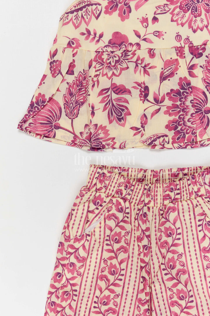 The Nesavu Girls Co-Ord Sets Baby Girl Co Ord Set for Toddler Summer Outings and Playdates Nesavu Nesavu baby girl cotton co ord set for toddler summer outings and playdates with paisley digital print