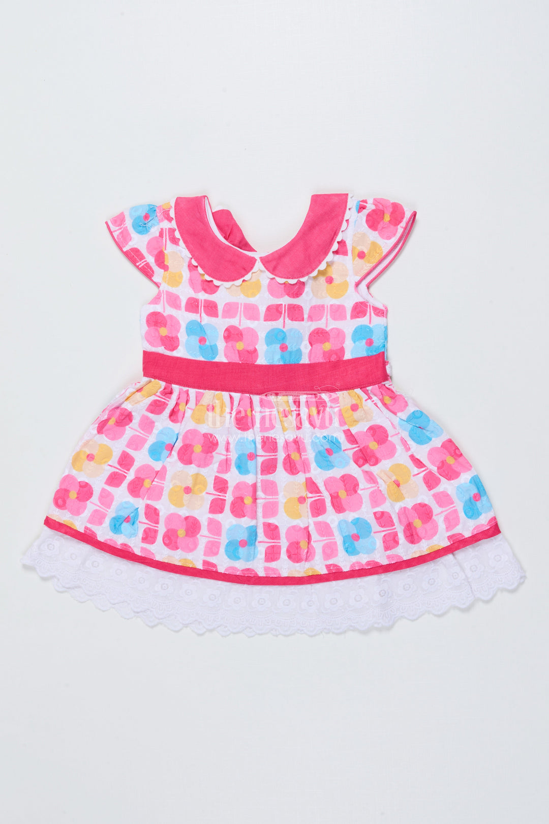 The Nesavu Baby Cotton Frocks Baby Girl Cotton Frock for Birthday and Playdate Styling Nesavu 14 (6M) / Pink BFJ880A-14 Nesavu baby girl cotton frock digital print birthdays playdates casual outings