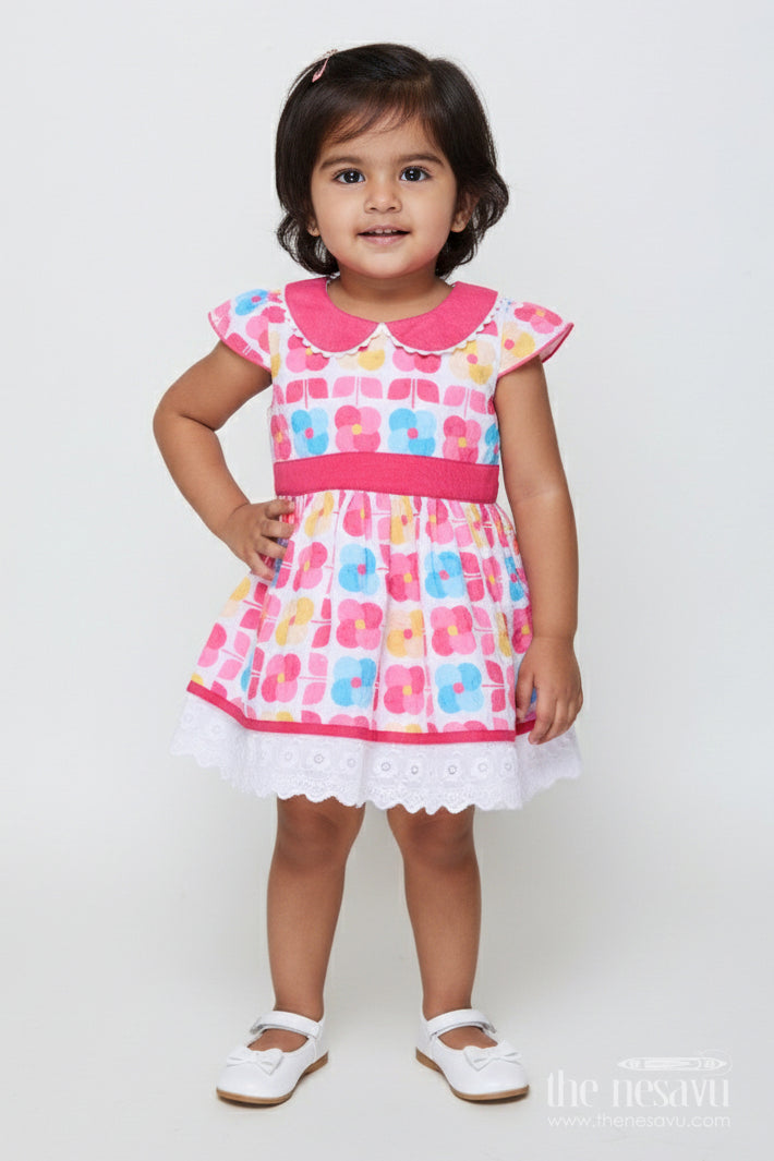 The Nesavu Baby Cotton Frocks Baby Girl Cotton Frock for Birthday and Playdate Styling Nesavu 14 (6M) / Pink BFJ880A-14 Nesavu baby girl cotton frock digital print birthdays playdates casual outings
