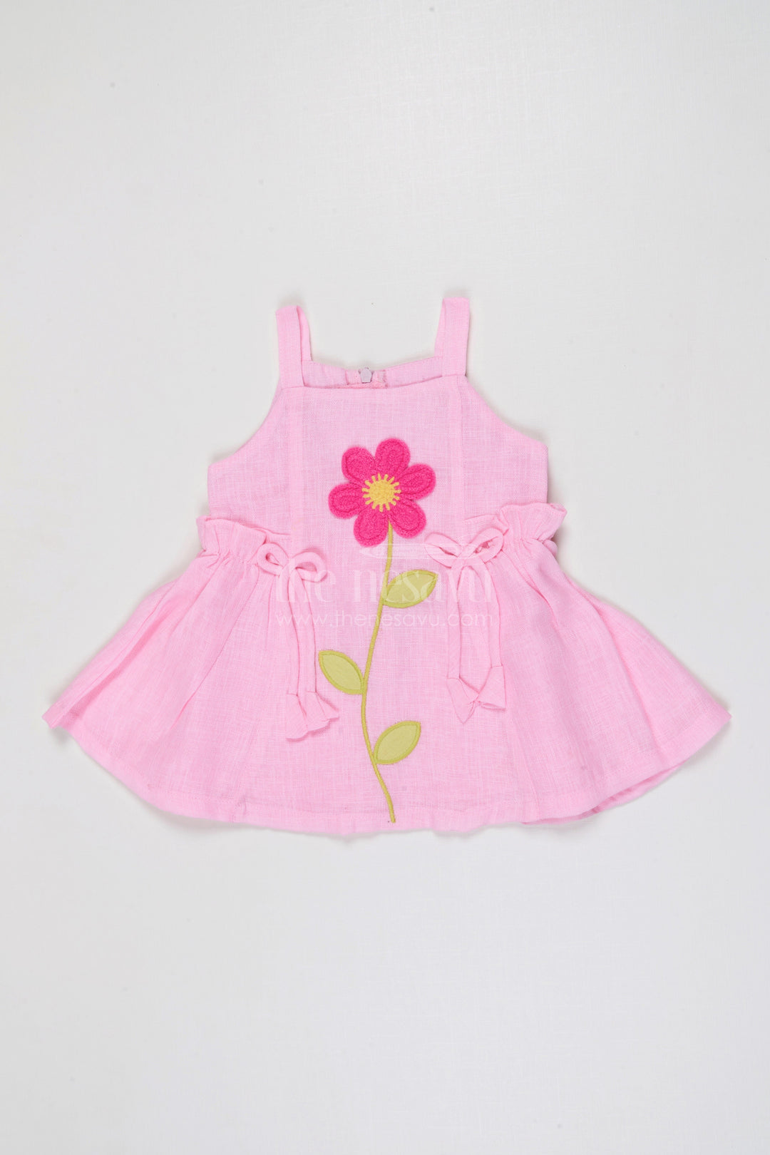 The Nesavu Baby Frocks Baby Girl Cotton Frock for Birthday and Playdates Nesavu 14 (6M) / Purple / Cotton BFJ953B-14 Nesavu Baby Girl Cotton Frock With Floral Applique For Birthdays Playdates And Summer Outings