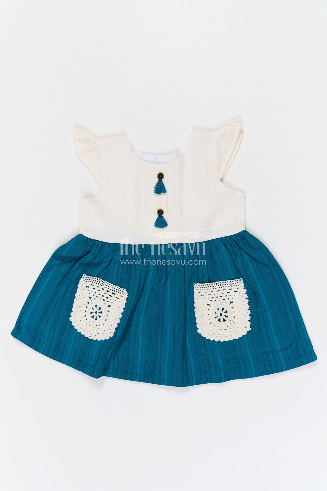 The Nesavu Baby Cotton Frocks Baby Girl Cotton Frock for Birthdays and Family Celebrations Nesavu 14 (6M) / Blue / Cotton BFJ959A-14 Nesavu baby girl cotton frock with cute pockets for birthdays outings and baby celebrations