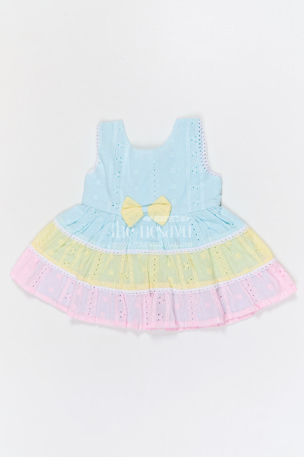 The Nesavu Baby Cotton Frocks Baby Girl Cotton Frock for Birthdays and Festive Outings Nesavu 14 (6M) / Multicolor / Cotton Blend BFJ958B-14 Nesavu baby girl cotton Hanoba frock for birthdays festive outings and baby celebrations