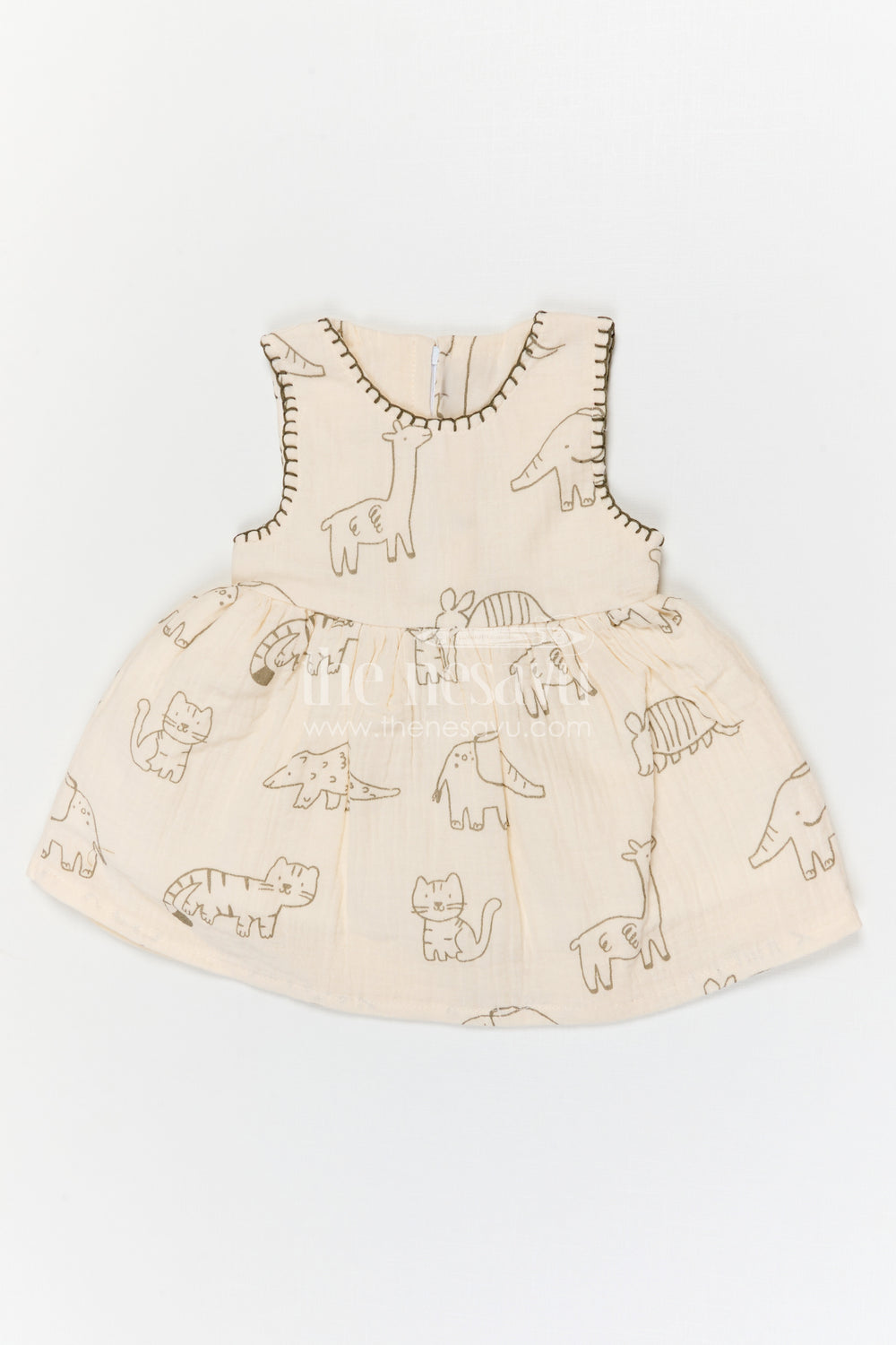 The Nesavu Baby Cotton Frocks Baby Girl Cotton Frock for Casual Outings and Family Gatherings Nesavu 14 (6M) / White / Muslin Cotton BFJ978B-14 Nesavu baby girl muslin cotton frock for casual outings and family gatherings with digital prints