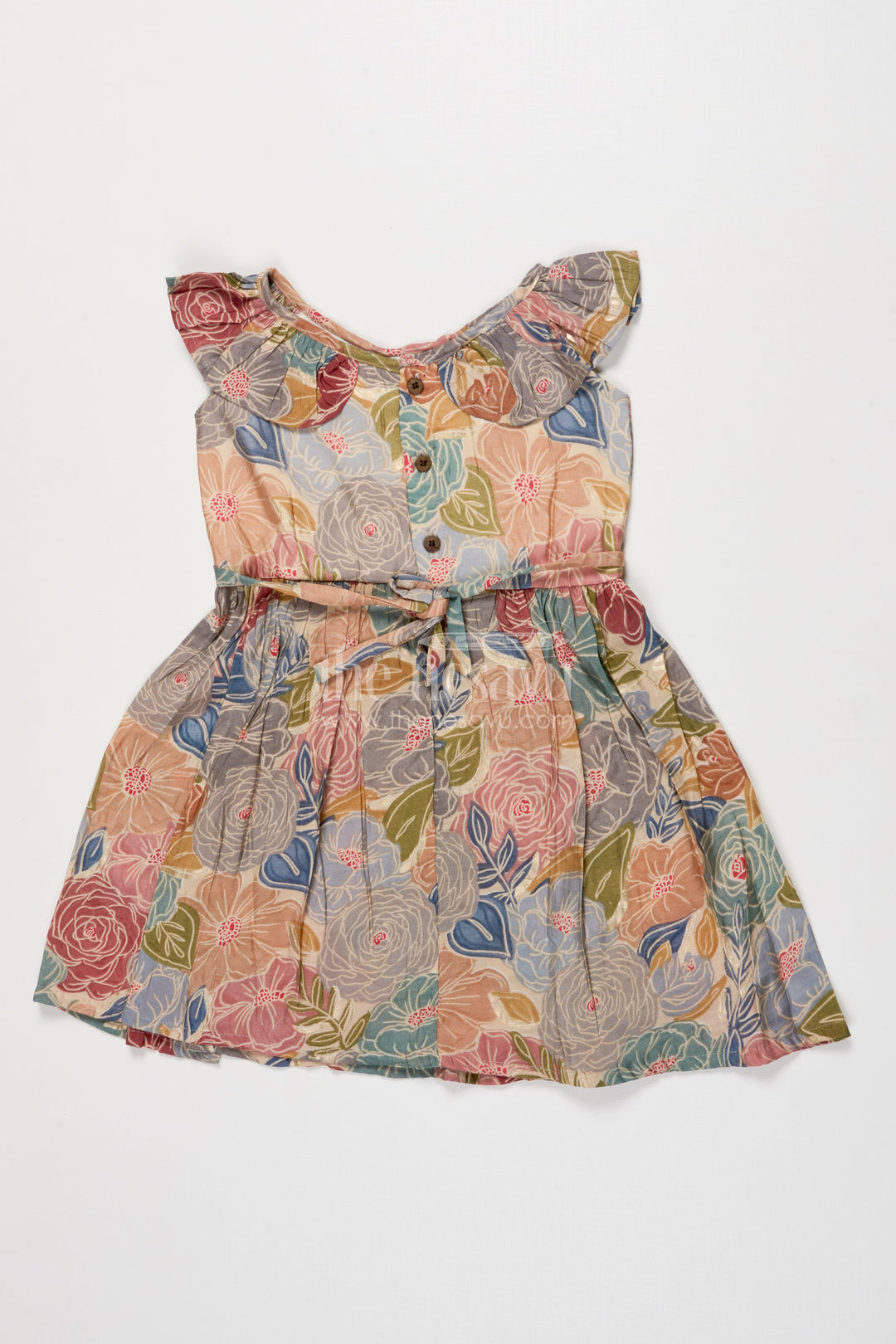 The Nesavu Girls Cotton Frock Baby Girl Cotton Frock for Casual Outings and Playdates Nesavu Nesavu baby girl cotton frock with digital floral print for playdates and everyday wear