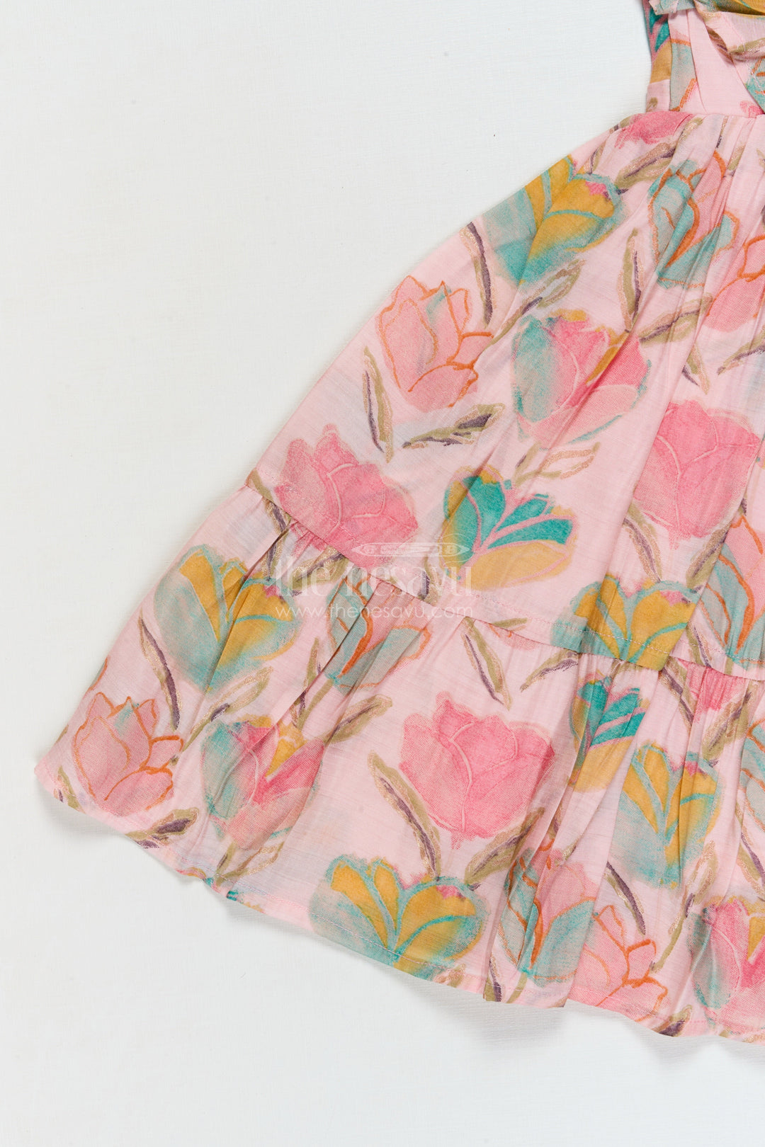 The Nesavu Girls Cotton Frock Baby Girl Cotton Frock for Casual Outings and Playdates Nesavu Nesavu baby girl cotton frock with floral print and ruffles for everyday wear