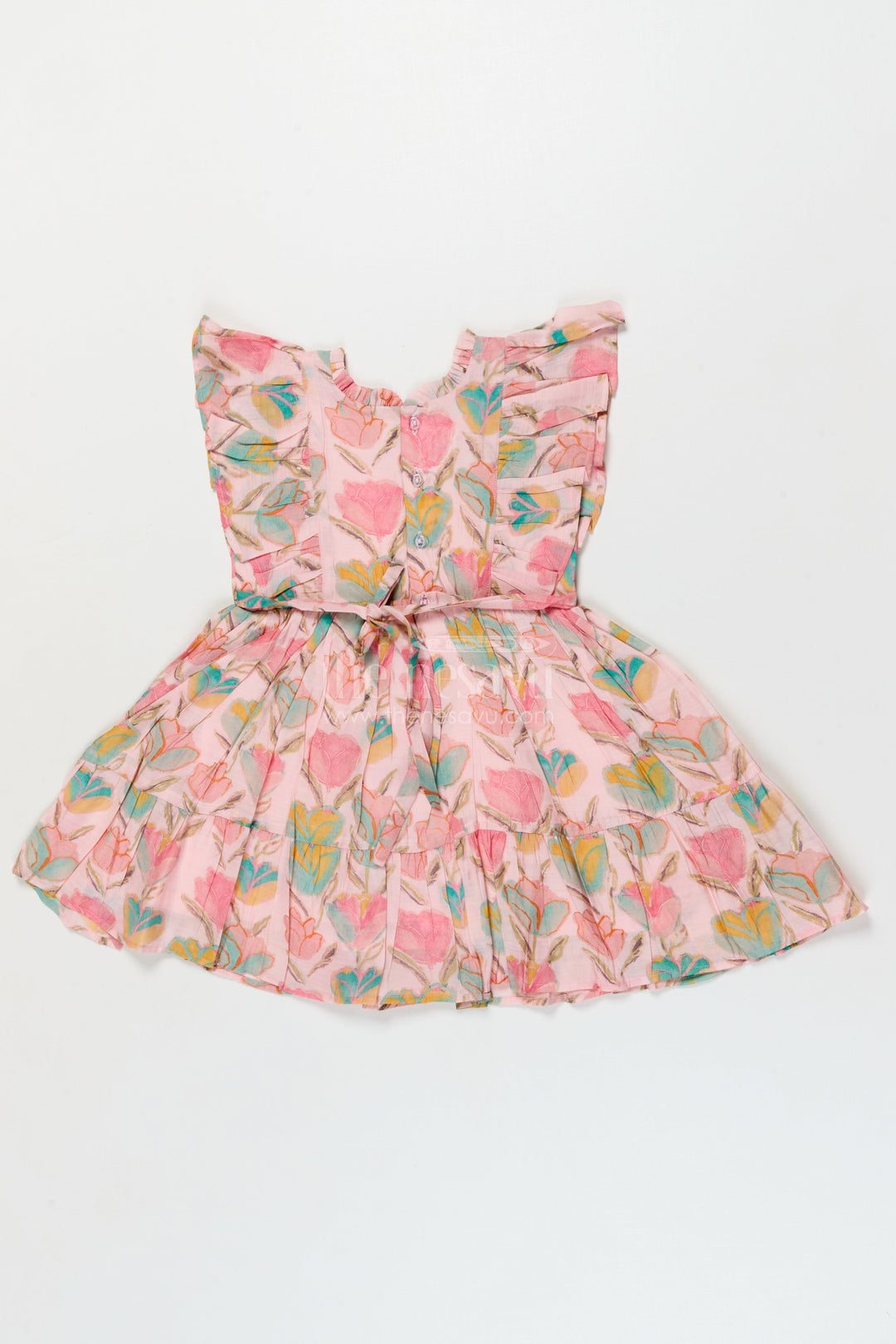 The Nesavu Girls Cotton Frock Baby Girl Cotton Frock for Casual Outings and Playdates Nesavu Nesavu baby girl cotton frock with floral print and ruffles for everyday wear