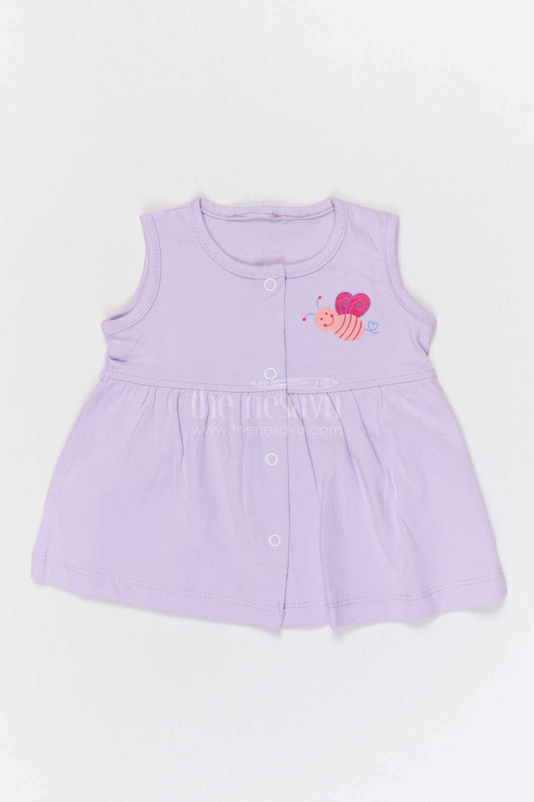 The Nesavu Baby Frocks Baby Girl Cotton Frock for Casual Wear and Playdates Nesavu 10 (NB) / Half white / Cotton BFJ947A-10 Nesavu Baby Girl Cotton Frock For Daily Wear Sleeveless Jersey Dress For Infants