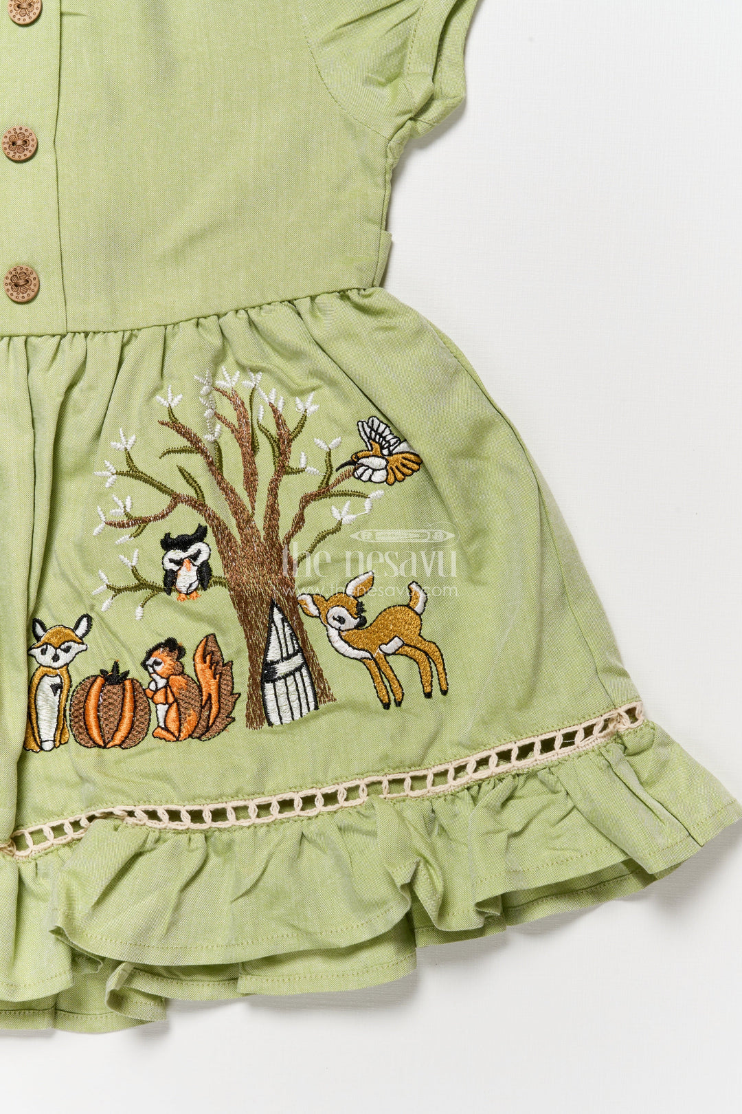 The Nesavu Girls Cotton Frock Baby Girl Cotton Frock for Casual Wear and Playtime Nesavu Nesavu baby girl cotton frock embroidered motifs casual outings playtime wear