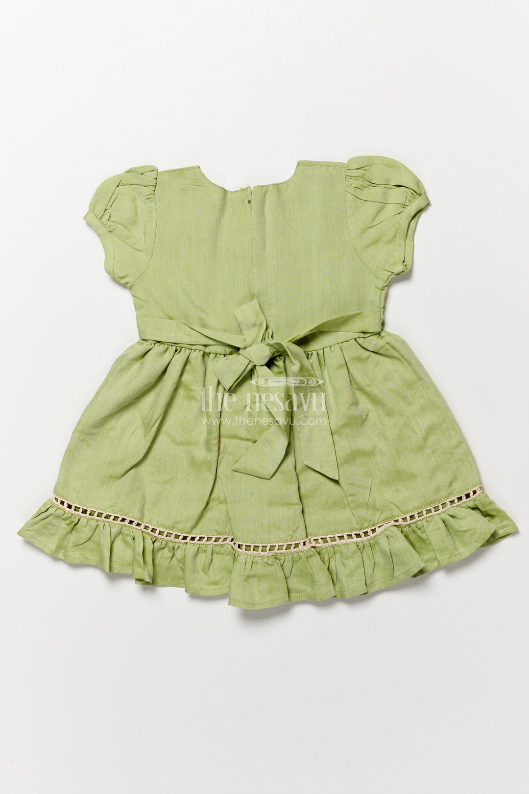 The Nesavu Girls Cotton Frock Baby Girl Cotton Frock for Casual Wear and Playtime Nesavu Nesavu baby girl cotton frock embroidered motifs casual outings playtime wear