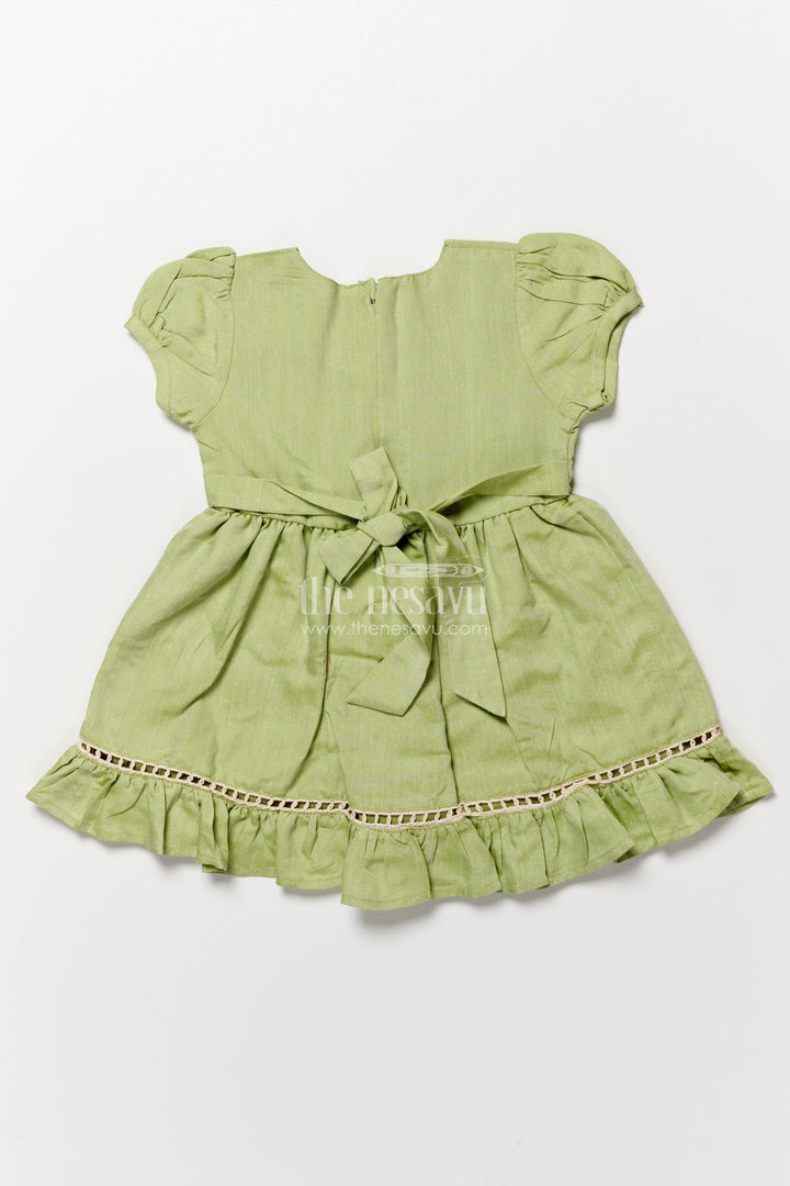 The Nesavu Girls Cotton Frock Baby Girl Cotton Frock for Casual Wear and Playtime Nesavu Nesavu baby girl cotton frock embroidered motifs casual outings playtime wear