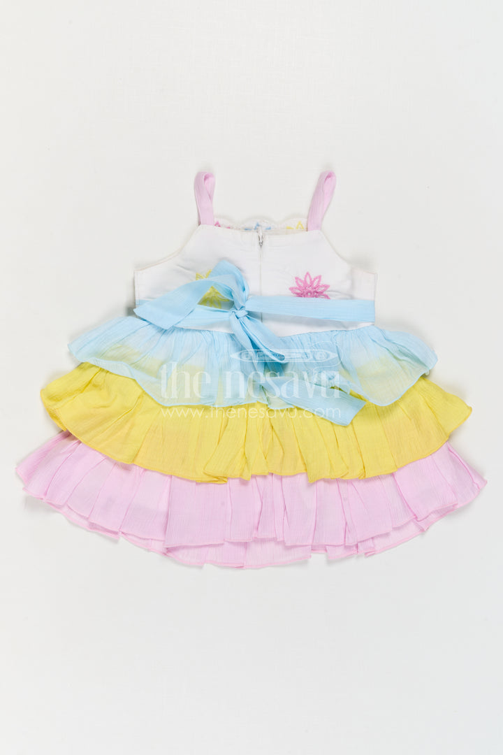The Nesavu Baby Cotton Frocks Baby Girl Cotton Frock for Daily Wear and Playgoals Nesavu Nesavu Baby Girl Cotton Frock For Daily Wear With Thread Embroidery And Layered Multicolor Design
