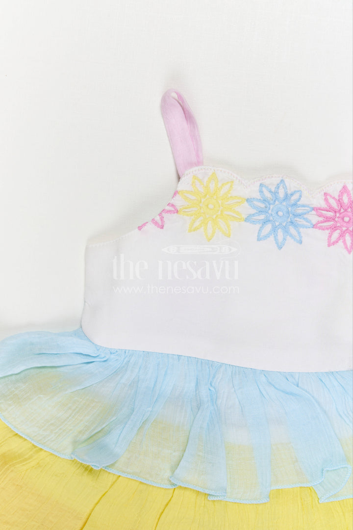The Nesavu Baby Cotton Frocks Baby Girl Cotton Frock for Daily Wear and Playgoals Nesavu Nesavu Baby Girl Cotton Frock For Daily Wear With Thread Embroidery And Layered Multicolor Design