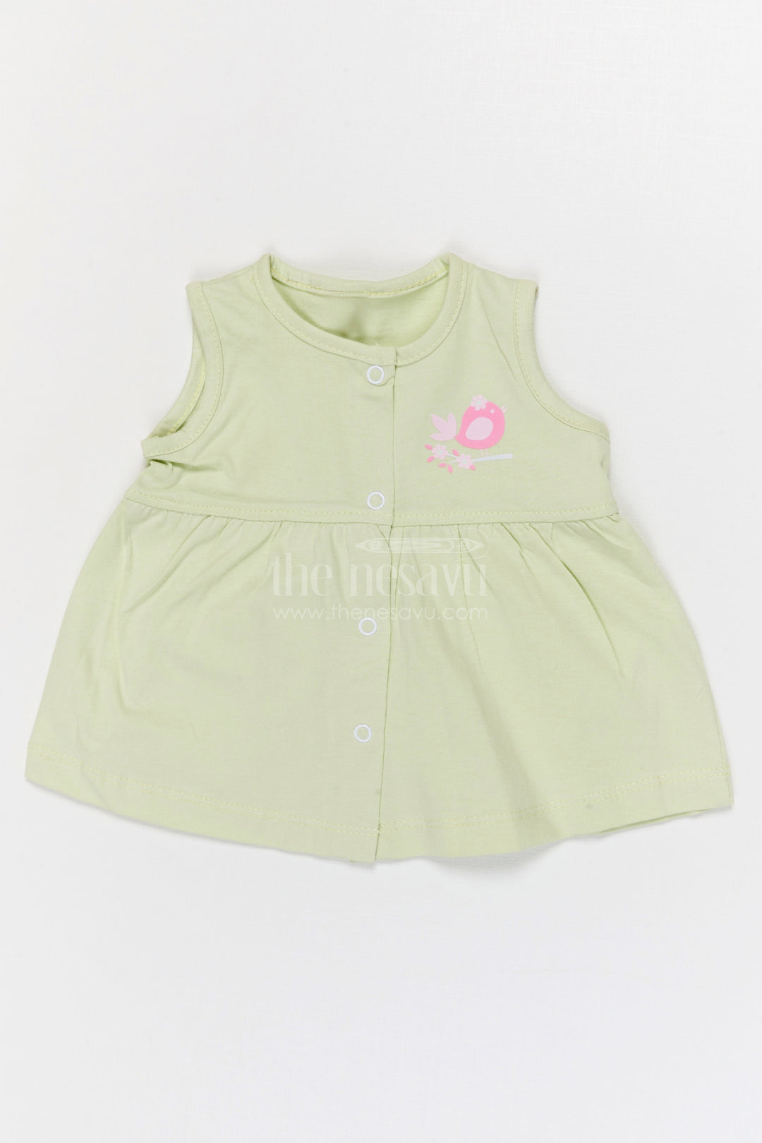 The Nesavu Baby Frocks Baby Girl Cotton Frock for Daily Wear and Playtime Nesavu 10 (NB) / Half white / Cotton BFJ944A-10 Nesavu Baby Girl Cotton Frock For Daily Wear Sleeveless Jersey Infant Dress