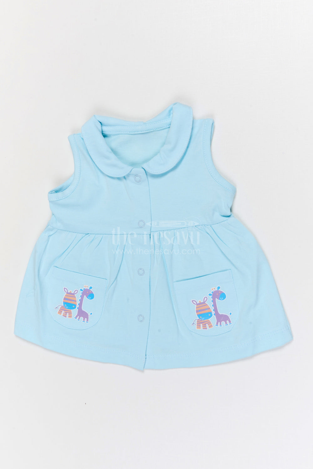 The Nesavu Baby Frocks Baby Girl Cotton Frock for Everyday Comfort and Playtime Nesavu 10 (NB) / Half white / Cotton BFJ942A-10 Nesavu Baby Girl Cotton Frock For Everyday Wear Sleeveless Jersey Dress For Infants