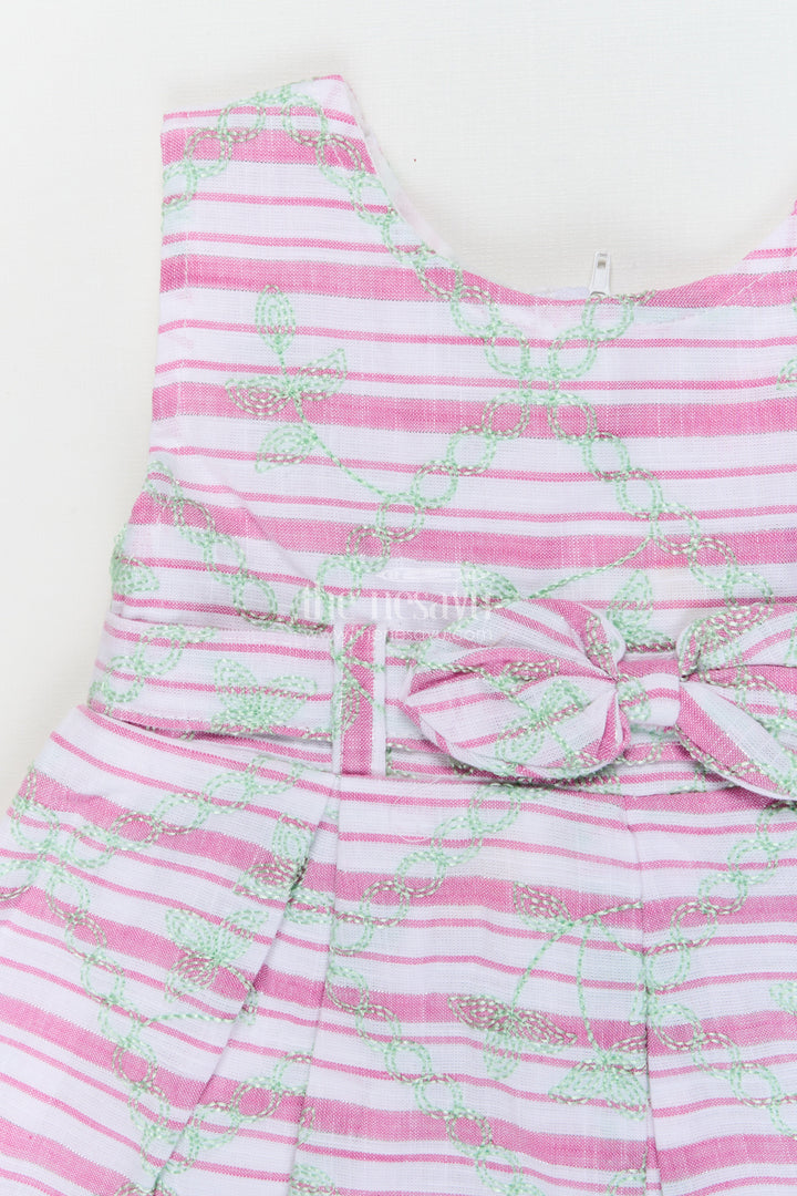 The Nesavu Baby Cotton Frocks Baby Girl Cotton Frock for Everyday Outings and Casual Photoshoots Nesavu 14 (6M) / Pink / Cotton BFJ922A-14 Nesavu baby girl cotton frock with thread embroidery for casual outings and playful days