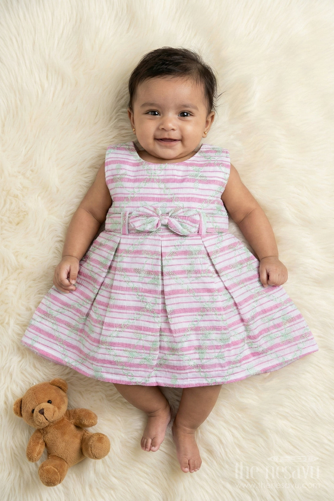 The Nesavu Baby Cotton Frocks Baby Girl Cotton Frock for Everyday Outings and Casual Photoshoots Nesavu 14 (6M) / Pink / Cotton BFJ922A-14 Nesavu baby girl cotton frock with thread embroidery for casual outings and playful days