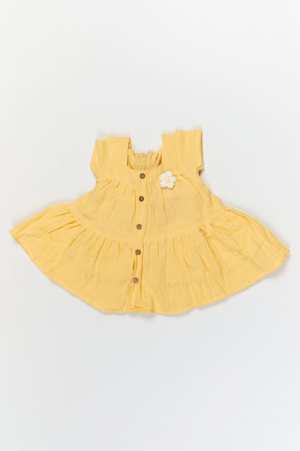 The Nesavu Baby Cotton Frocks Baby Girl Cotton Frock for Everyday Wear and Gifting Nesavu 14 (6M) / Yellow / Cotton BFJ925B-14 Nesavu muslin cotton frock for baby girls – ideal for summer comfort and daily casual wear