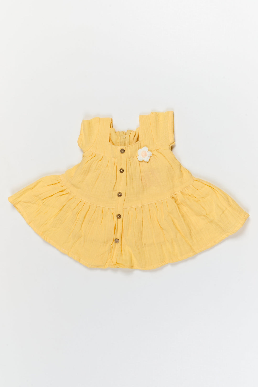 The Nesavu Baby Cotton Frocks Baby Girl Cotton Frock for Everyday Wear and Gifting Nesavu 14 (6M) / Yellow / Cotton BFJ925B-14 Nesavu muslin cotton frock for baby girls – ideal for summer comfort and daily casual wear