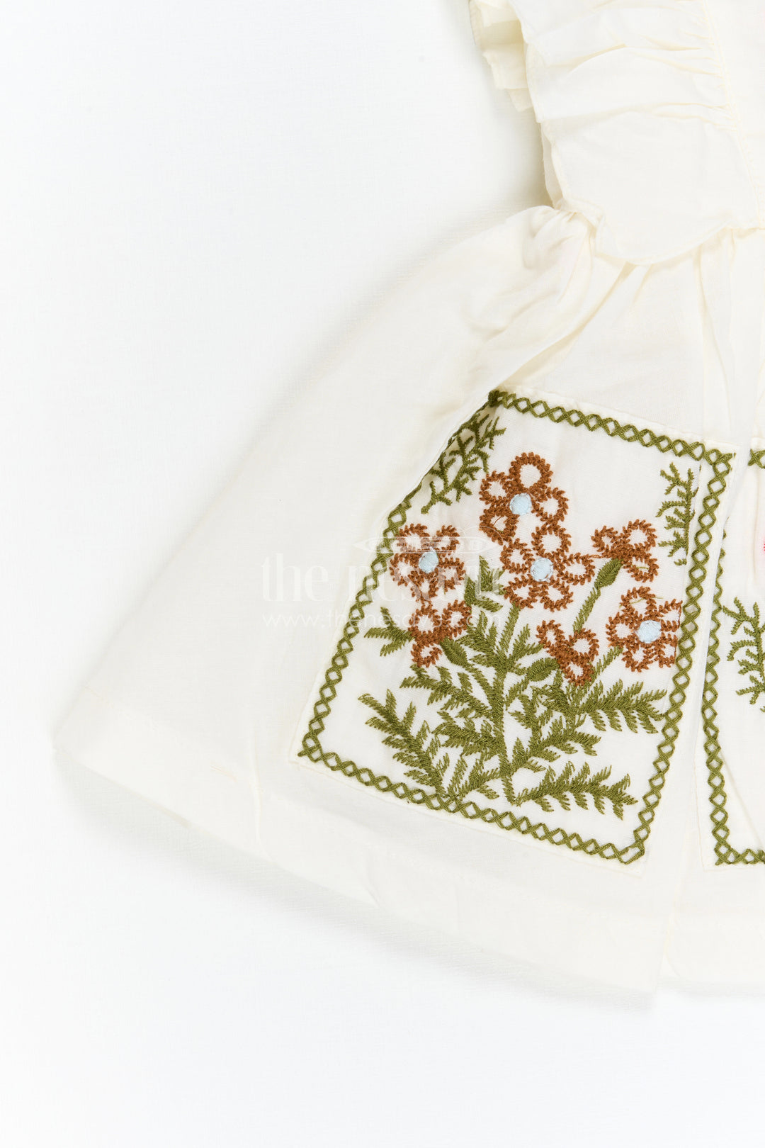 The Nesavu Baby Cotton Frocks Baby Girl Cotton Frock for Festive Wear and Small Functions Nesavu Nesavu Baby Girl Cotton Frock For Festive Wear With Thread Embroidery Sleeveless Ethnic Style Dress