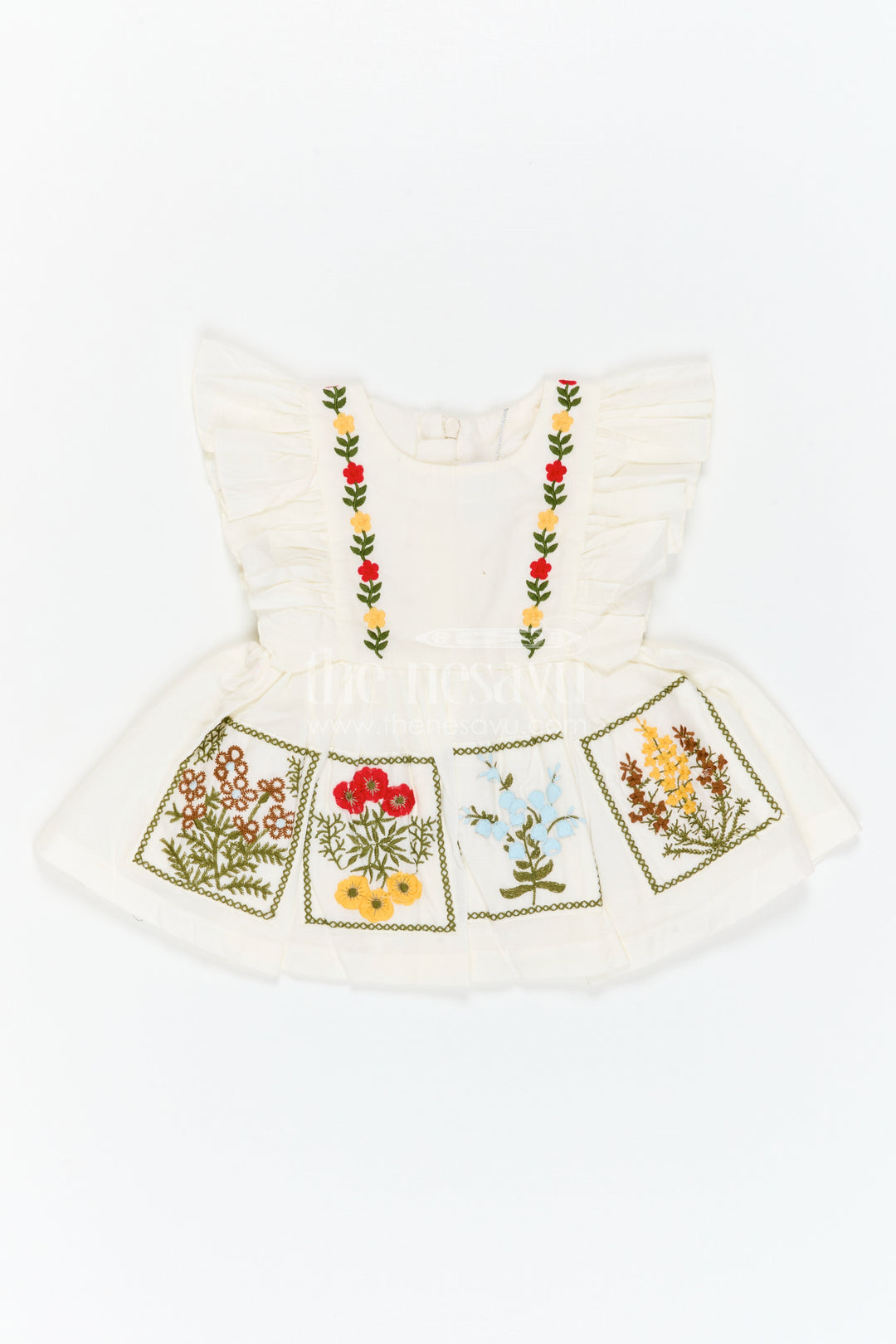 The Nesavu Baby Cotton Frocks Baby Girl Cotton Frock for Festive Wear and Small Functions Nesavu Nesavu Baby Girl Cotton Frock For Festive Wear With Thread Embroidery Sleeveless Ethnic Style Dress