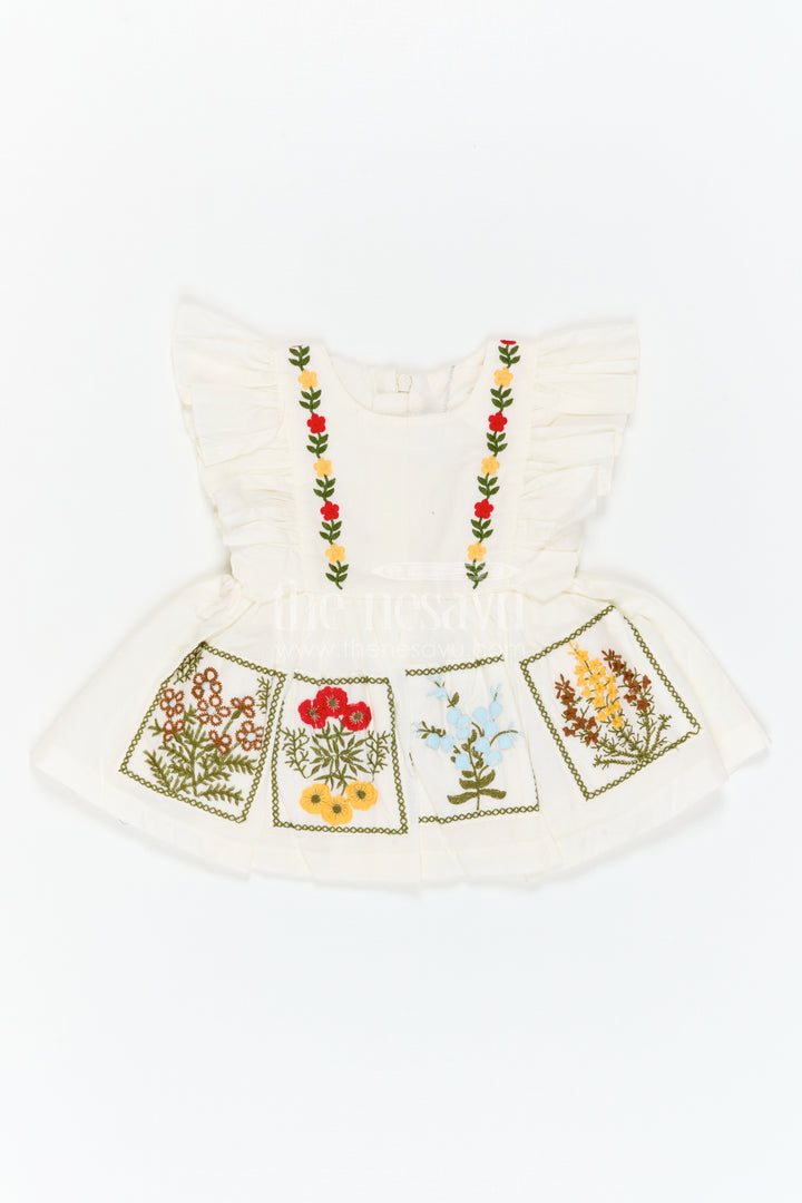 The Nesavu Baby Cotton Frocks Baby Girl Cotton Frock for Festive Wear and Small Functions Nesavu Nesavu Baby Girl Cotton Frock For Festive Wear With Thread Embroidery Sleeveless Ethnic Style Dress
