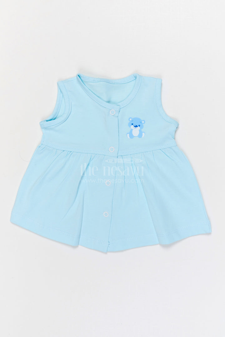 The Nesavu Baby Frocks Baby Girl Cotton Frock for Summer Comfort and Playtime Nesavu 10 (NB) / Half white / Cotton BFJ945A-10 Nesavu Baby Girl Cotton Frock For Summer Wear Sleeveless Jersey Dress For Infants