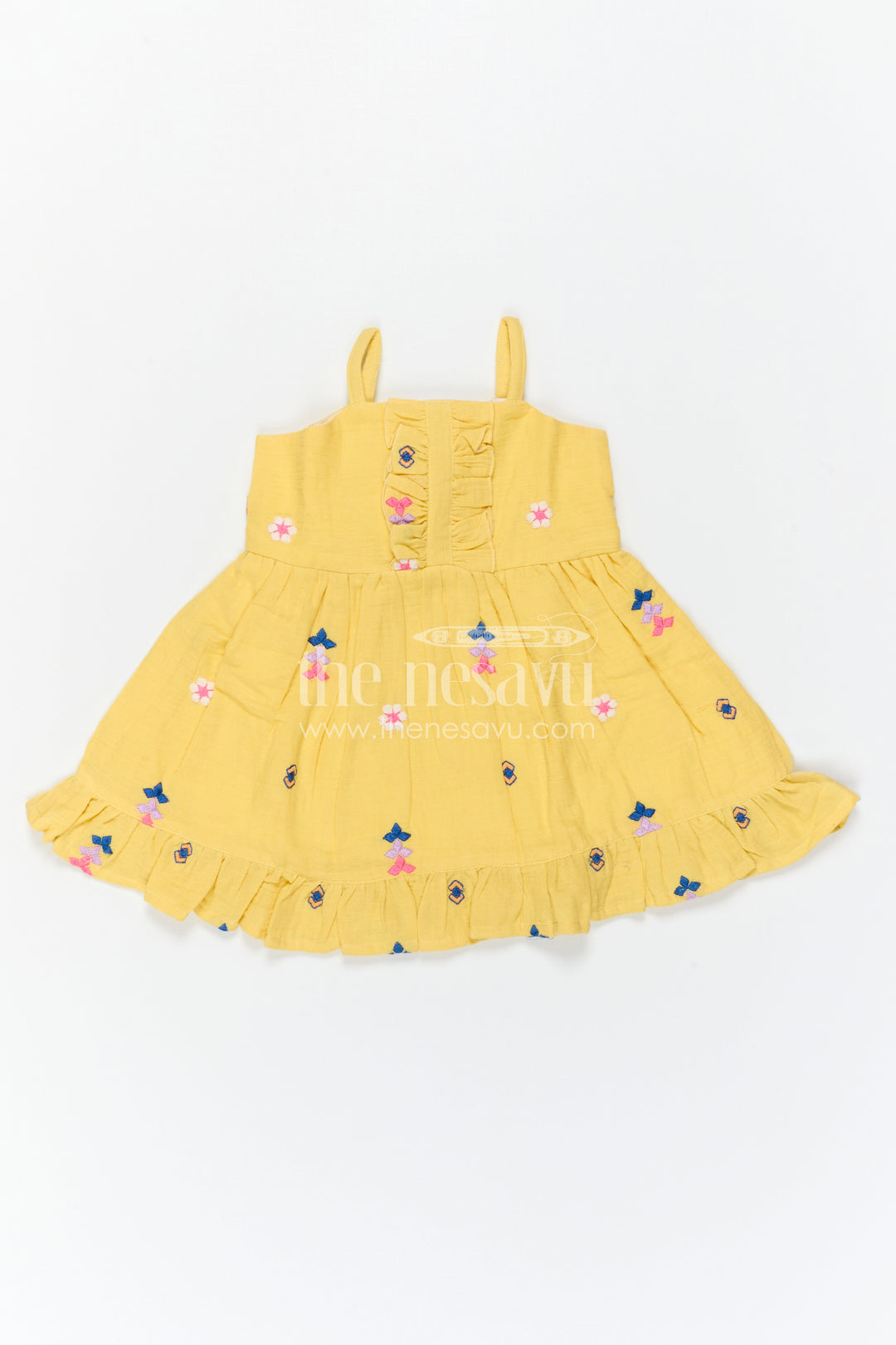 The Nesavu Girls Cotton Frock Baby Girl Cotton Frock for Summer Outings and Playful Days Nesavu Nesavu Baby Girl Muslin Cotton Frock For Summer Outings With Thread Embroidery And Breathable Comfort