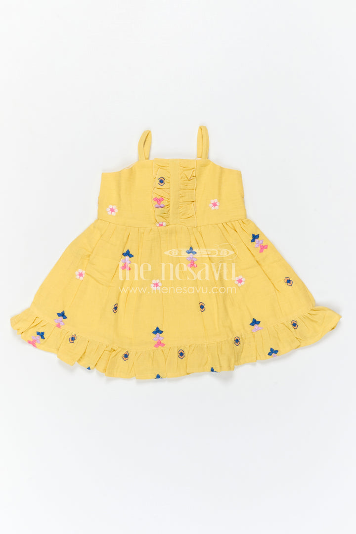 The Nesavu Girls Cotton Frock Baby Girl Cotton Frock for Summer Outings and Playful Days Nesavu Nesavu Baby Girl Muslin Cotton Frock For Summer Outings With Thread Embroidery And Breathable Comfort